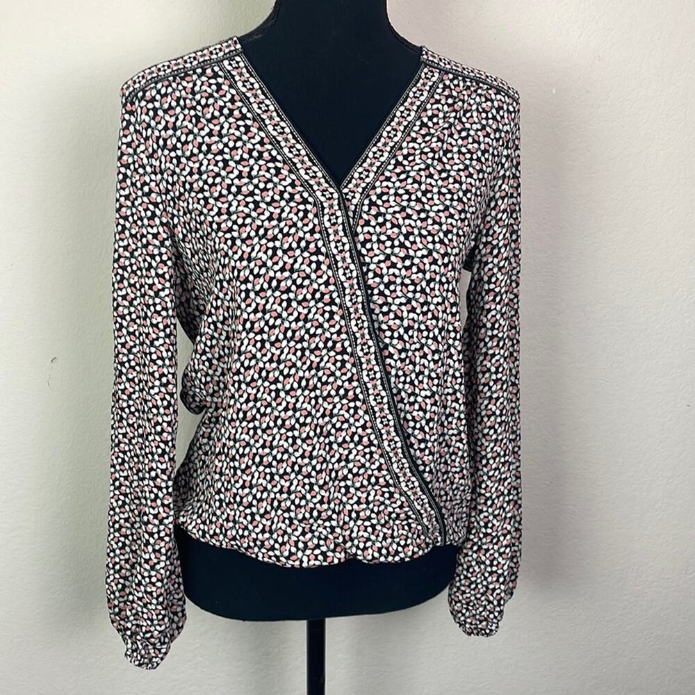 New! Max Studio surplice wrap front hi/lo blouse women’s XS